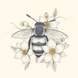 Floral Bee Tattoo