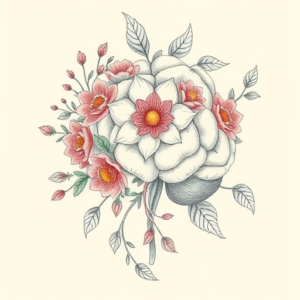 Floral Brain Tattoo