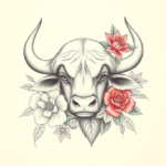 Floral Buffalo Tattoo