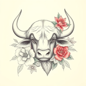 Floral Buffalo Tattoo