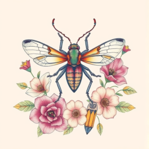Floral Bug Tattoo