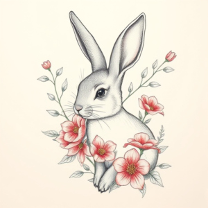 Floral Bunny Tattoo