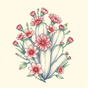 Floral Cactus Tattoo