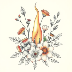 Floral Campfire Tattoo