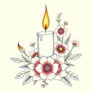 Floral Candle Tattoo