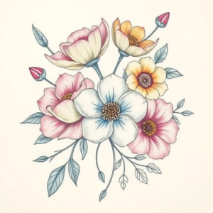 Floral Cartoon Tattoo