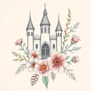Floral Castle Tattoo