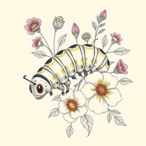 Floral Caterpillar Tattoo
