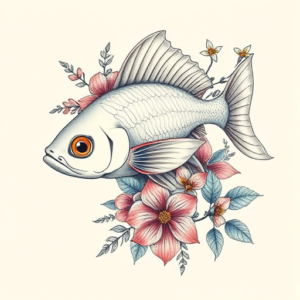 Floral Catfish Tattoo