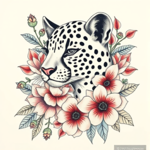 Floral Cheetah Tattoo