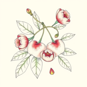 Floral Cherry Tattoo