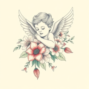 Floral Cherub Tattoo