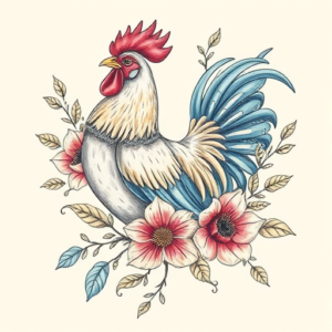Floral Chicken Tattoo