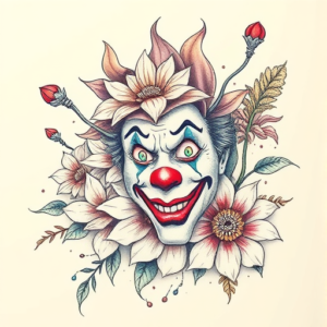 Floral Clown Tattoo