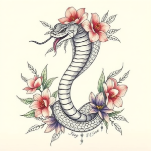 Floral Cobra Tattoo