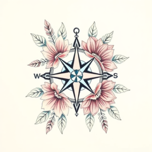 Floral Compass Tattoo