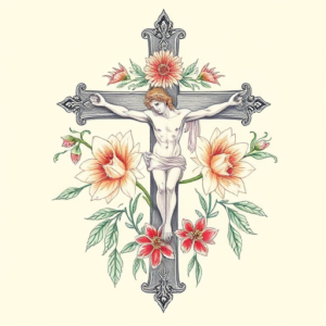 Floral Crucifix Tattoo