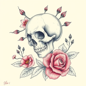 Floral Death Tattoo