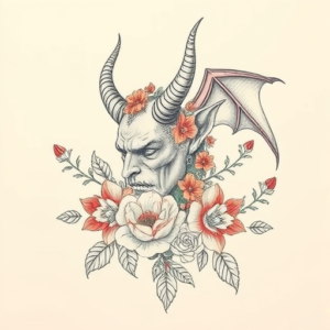 Floral Devil Tattoo