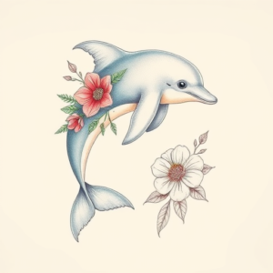 Floral Dolphin Tattoo