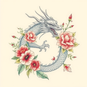 Floral Dragon Tattoo