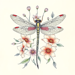 Floral Dragonfly Tattoo