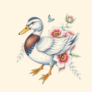 Floral Duck Tattoo