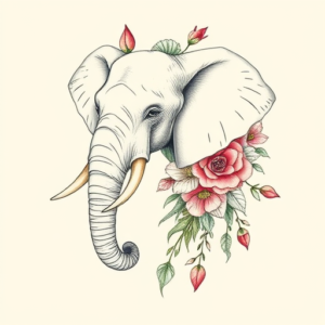 Floral Elephant Tattoo