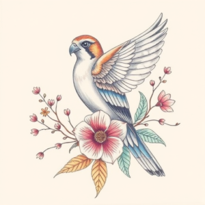 Floral Falcon Tattoo