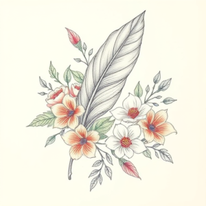 Floral Feather Tattoo