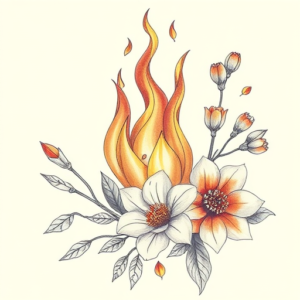 Floral Fire Tattoo