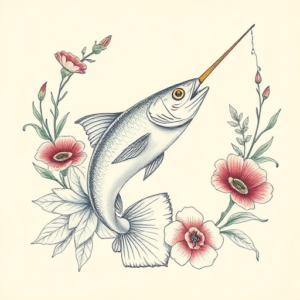 Floral Fishing Tattoo