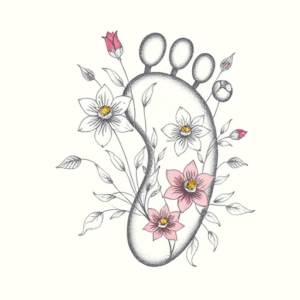 Floral Footprint Tattoo