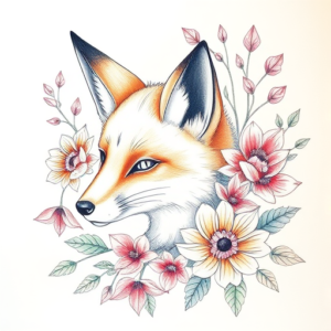 Floral Fox Tattoo