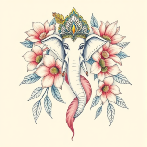 Floral Ganesha Tattoo