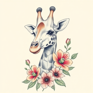 Floral Giraffe Tattoo