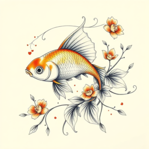 Floral Goldfish Tattoo