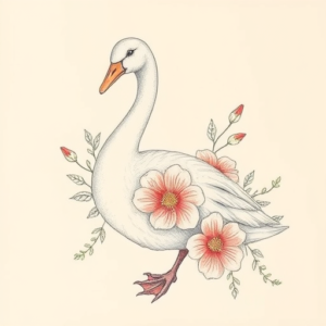 Floral Goose Tattoo