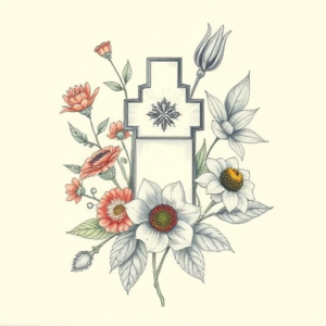 Floral Graveyard Tattoo