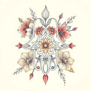 Floral Hamsa Tattoo