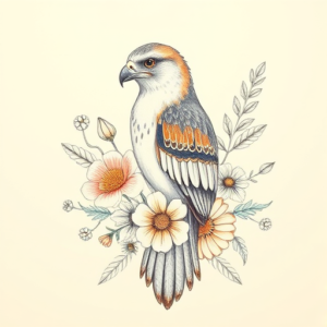 Floral Hawk Tattoo