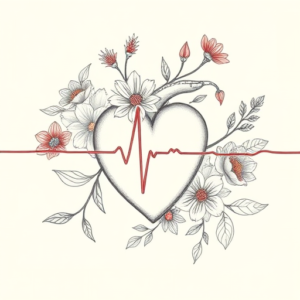 Floral Heartbeat Tattoo