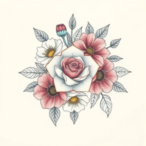 Floral Hexagon Tattoo