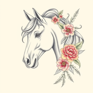 Floral Horse Tattoo