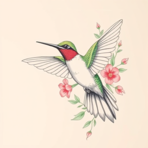 Floral Hummingbird Tattoo