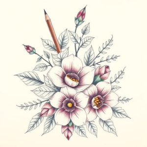 Floral Husky Tattoo