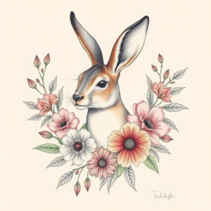 Floral Jackalope Tattoo