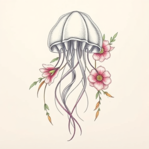 Floral Jellyfish Tattoo