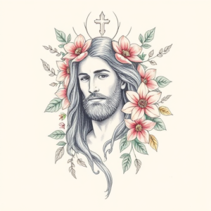 Floral Jesus Tattoo