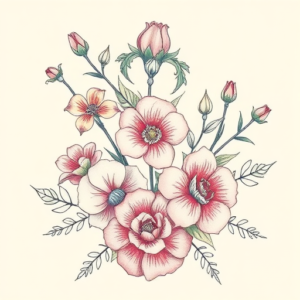 Floral Key Tattoo